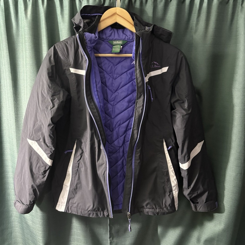 LL Bean Kids All-Weather Jacket 3‎ In 1 Purple And Black Size L 14-16
